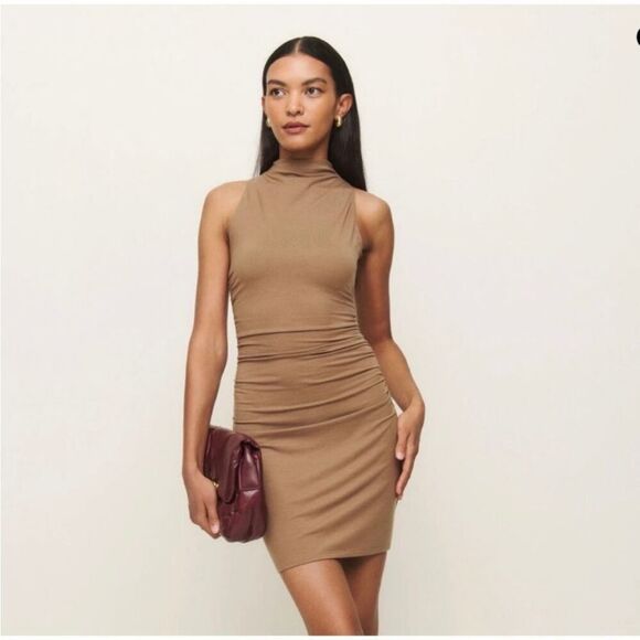 Reformation Jana Knit Mini Dress Nutty Brown size XS - Picture 2 of 6